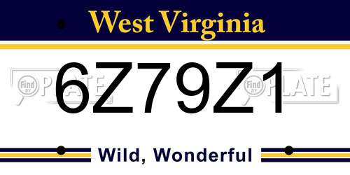 6Z79Z1 West Virginia License Plate