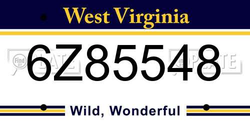 6Z85548 West Virginia License Plate