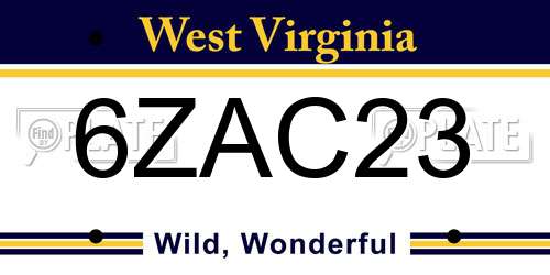 6ZAC23 West Virginia License Plate