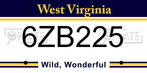6ZB225 West Virginia License Plate
