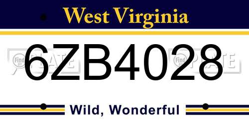 6ZB4028 West Virginia License Plate