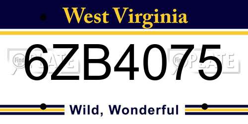 6ZB4075 West Virginia License Plate