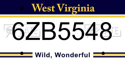 6ZB5548 West Virginia License Plate