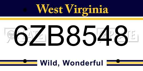 6ZB8548 West Virginia License Plate