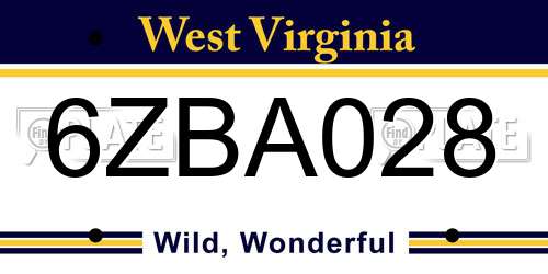 6ZBA028 West Virginia License Plate