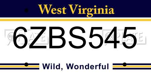 6ZBS545 West Virginia License Plate