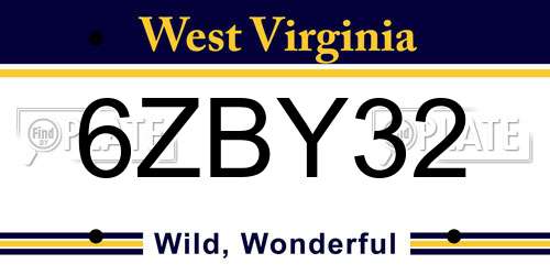 6ZBY32 West Virginia License Plate