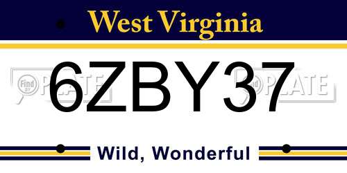 6ZBY37 West Virginia License Plate