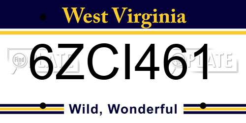 6ZCI461 West Virginia License Plate