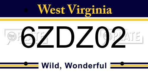 6ZDZ02 West Virginia License Plate
