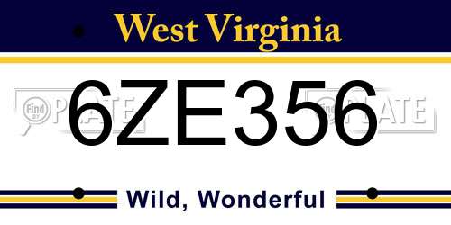 6ZE356 West Virginia License Plate