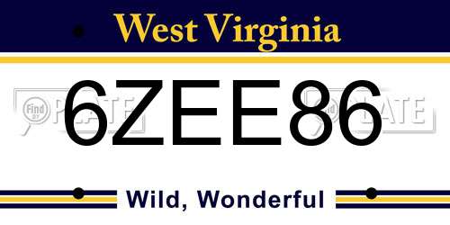 6ZEE86 West Virginia License Plate