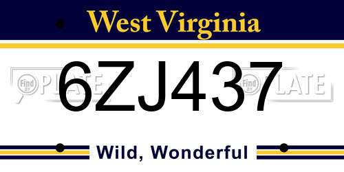 6ZJ437 West Virginia License Plate