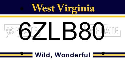 6ZLB80 West Virginia License Plate