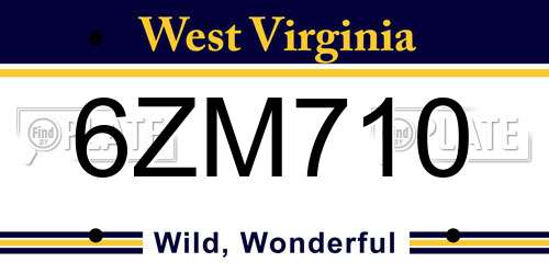 6ZM710 West Virginia License Plate