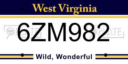 6ZM982 West Virginia License Plate