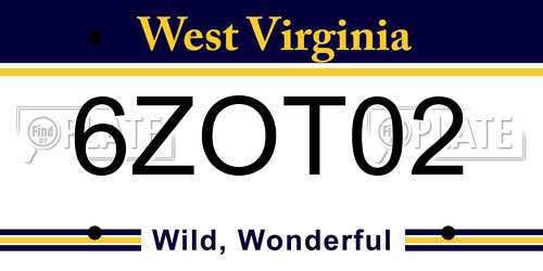 6ZOT02 West Virginia License Plate