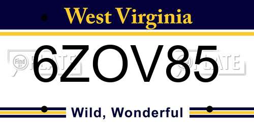 6ZOV85 West Virginia License Plate