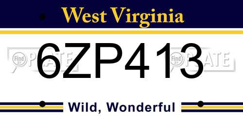 6ZP413 West Virginia License Plate