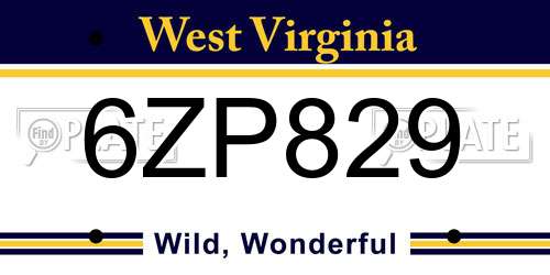 6ZP829 West Virginia License Plate