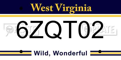 6ZQT02 West Virginia License Plate