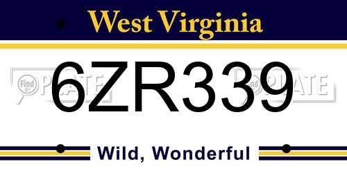 6ZR339 West Virginia License Plate