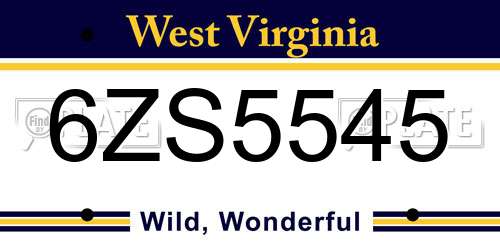 6ZS5545 West Virginia License Plate