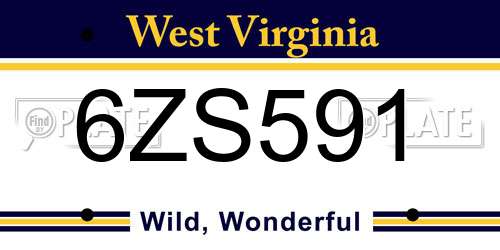 6ZS591 West Virginia License Plate