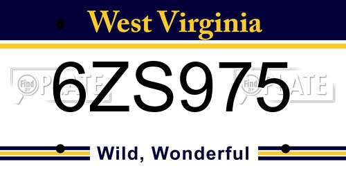 6ZS975 West Virginia License Plate