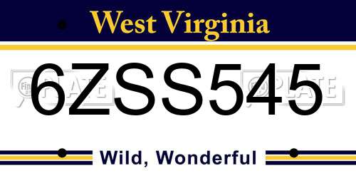 6ZSS545 West Virginia License Plate