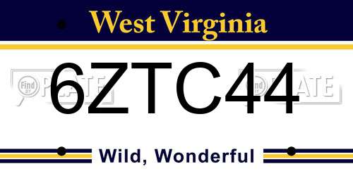 6ZTC44 West Virginia License Plate