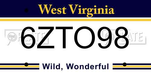 6ZTO98 West Virginia License Plate
