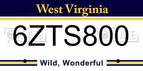6ZTS800 West Virginia License Plate