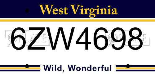 6ZW4698 West Virginia License Plate