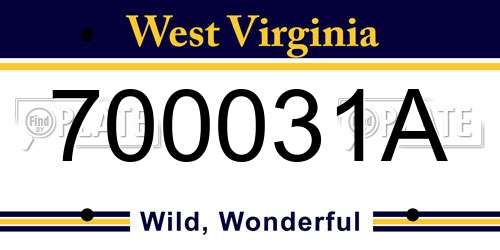 700031A West Virginia License Plate