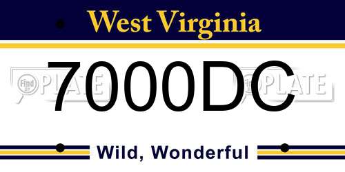 7000DC West Virginia License Plate