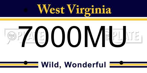 7000MU West Virginia License Plate
