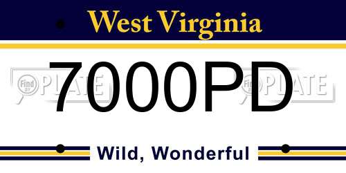 7000PD West Virginia License Plate