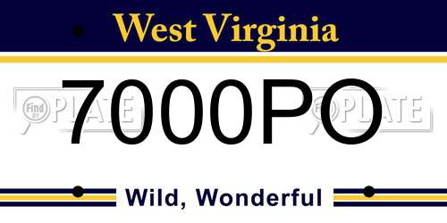 7000PO West Virginia License Plate