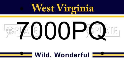 7000PQ West Virginia License Plate