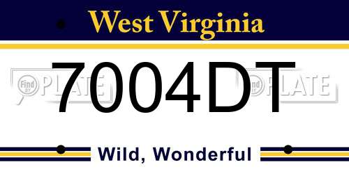 7004DT West Virginia License Plate