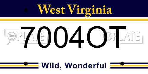 7004OT West Virginia License Plate