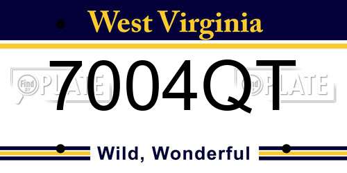 7004QT West Virginia License Plate