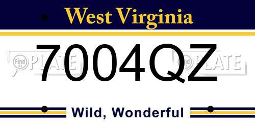 7004QZ West Virginia License Plate