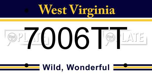 7006TT West Virginia License Plate