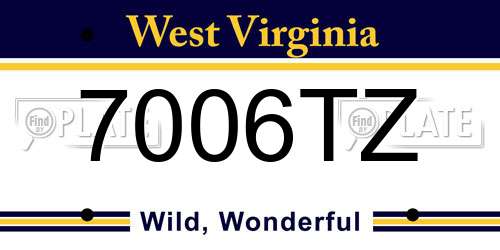 7006TZ West Virginia License Plate