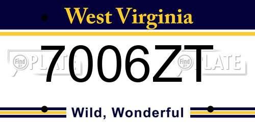 7006ZT West Virginia License Plate