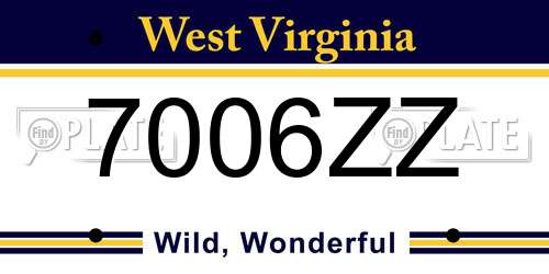 7006ZZ West Virginia License Plate