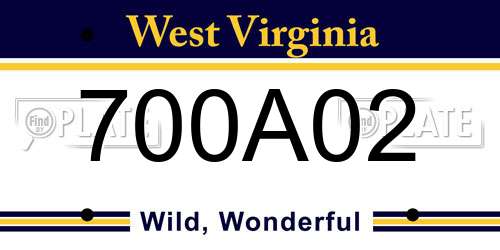 700A02 West Virginia License Plate