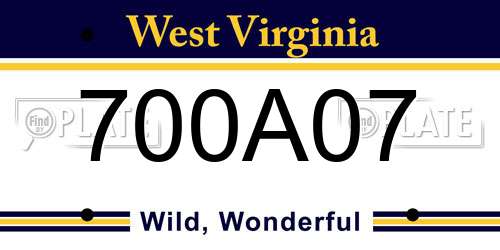 700A07 West Virginia License Plate